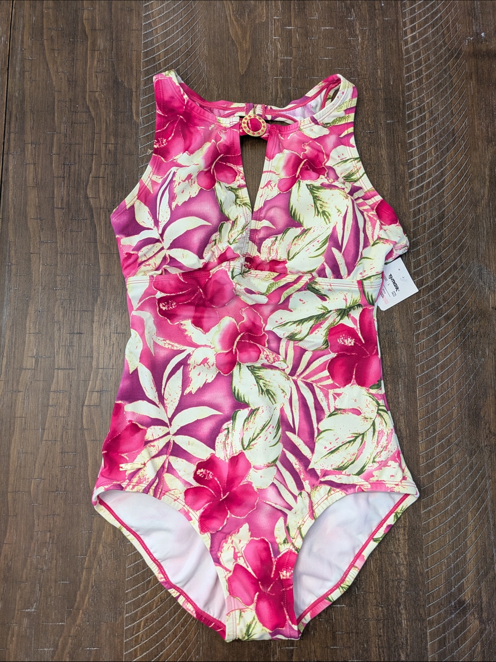 Women's Pink Floral Tropical One-Piece Swimsuit Size 8